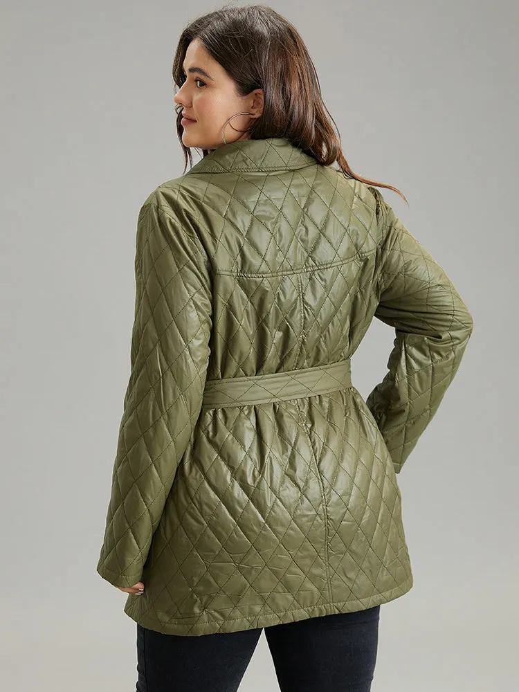 Solid Quilted Double Breasted Belted Coat sold by Bloomchic product image thumbnail 5