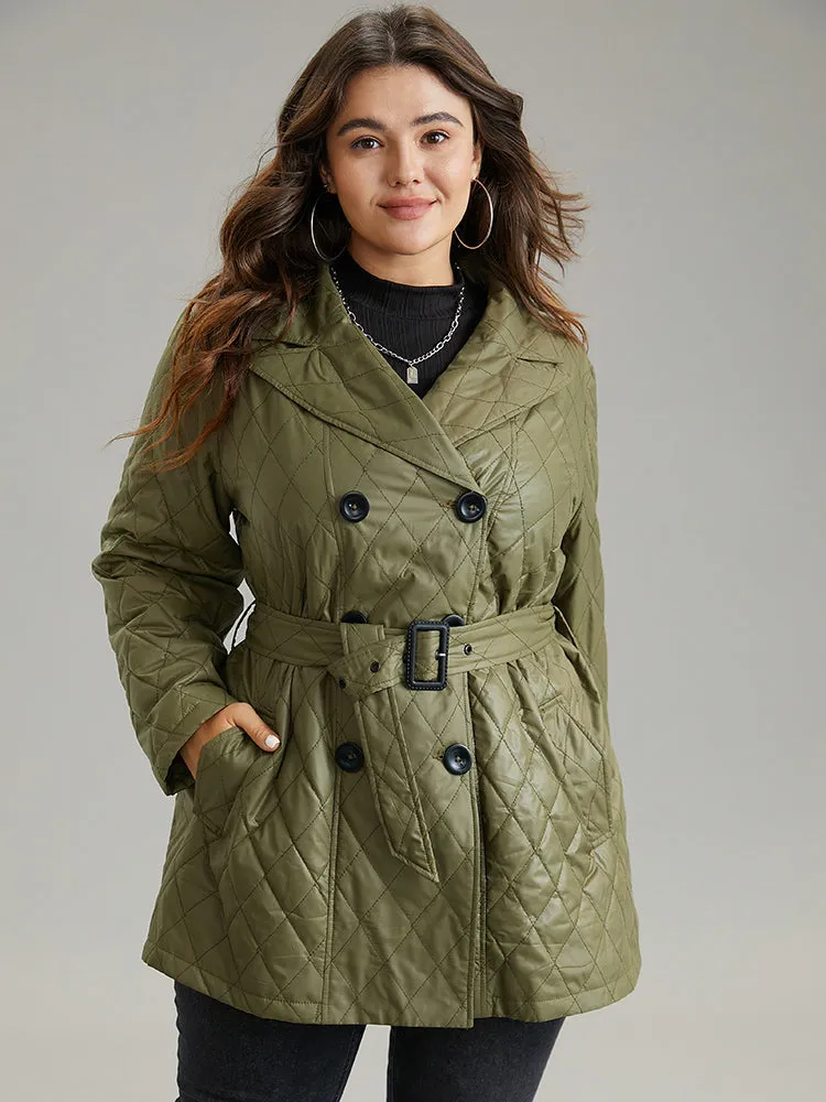 Solid Quilted Double Breasted Belted Coat sold by Bloomchic product image thumbnail 2
