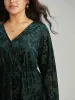 Silhouette Floral Print Plain Velvet Texture Wrap Blouse sold by Bloomchic