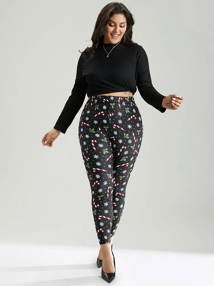 Christmas Print Elastic Waist Skinny Leggings sold by Bloomchic product image thumbnail 4