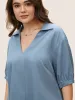 Plain Lapel Collar Gathered Puff Sleeve Blouse sold by Bloomchic