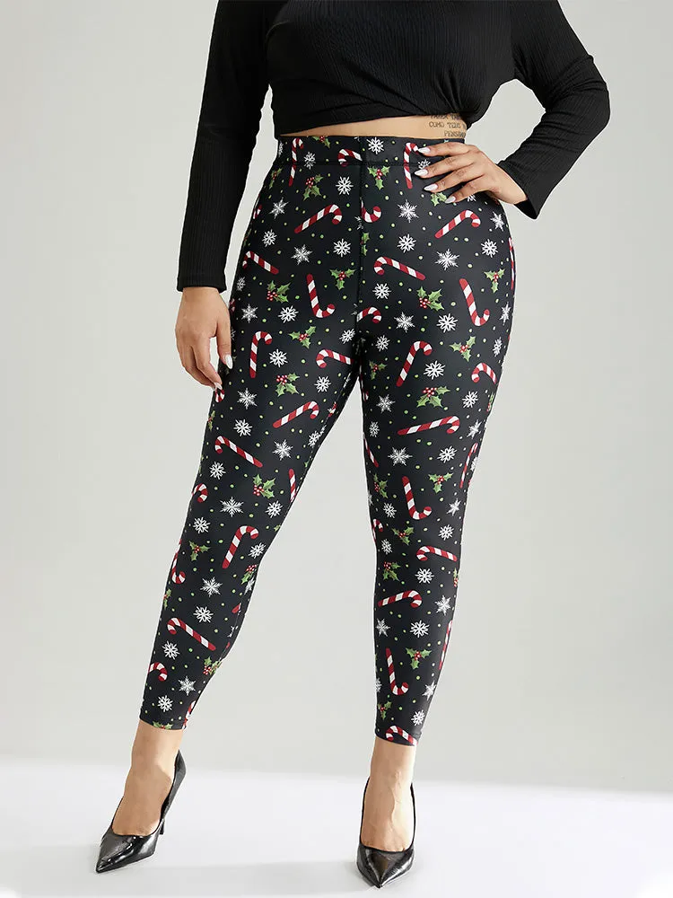 Christmas Print Elastic Waist Skinny Leggings sold by Bloomchic