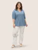 Plain Lapel Collar Gathered Puff Sleeve Blouse sold by Bloomchic
