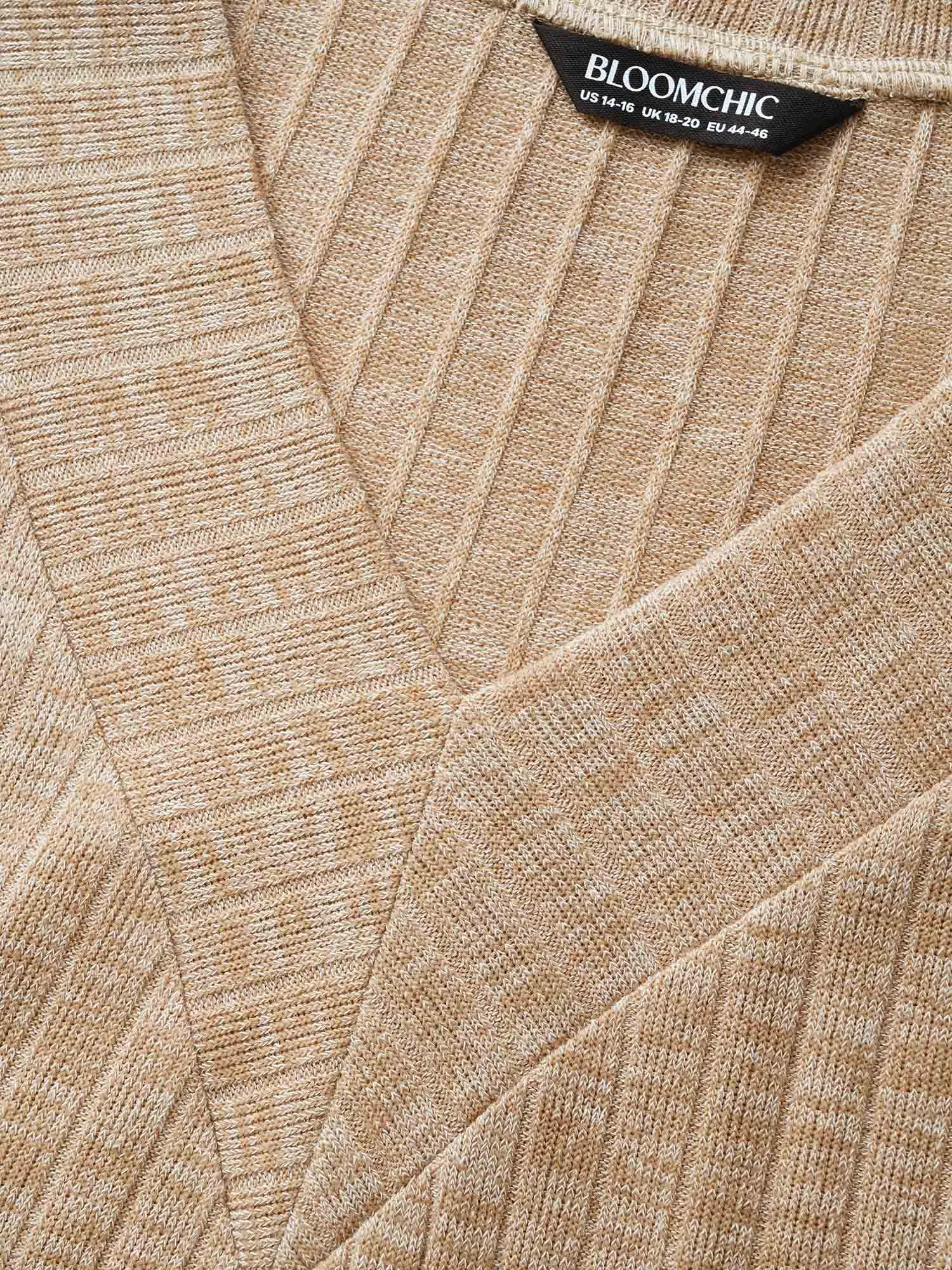 Solid V Neck Rib Knit T-shirt sold by Bloomchic product image thumbnail 5