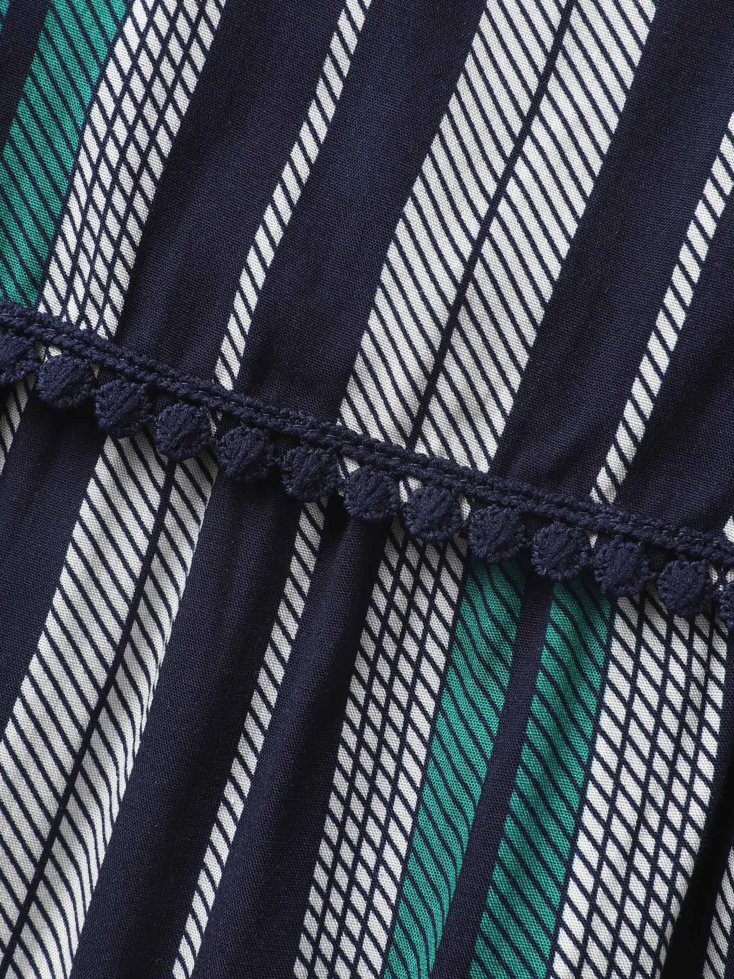 Contrast Striped Ruffles Woven Ribbon Dress sold by Bloomchic product image thumbnail 5