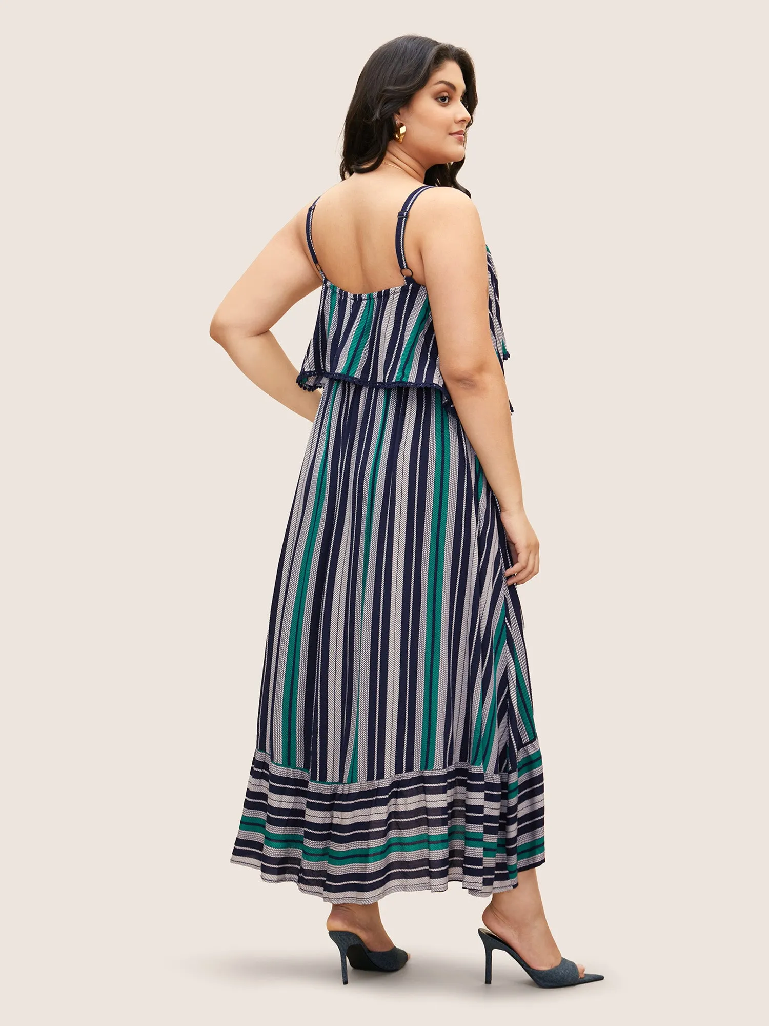 Contrast Striped Ruffles Woven Ribbon Dress sold by Bloomchic product image thumbnail 3