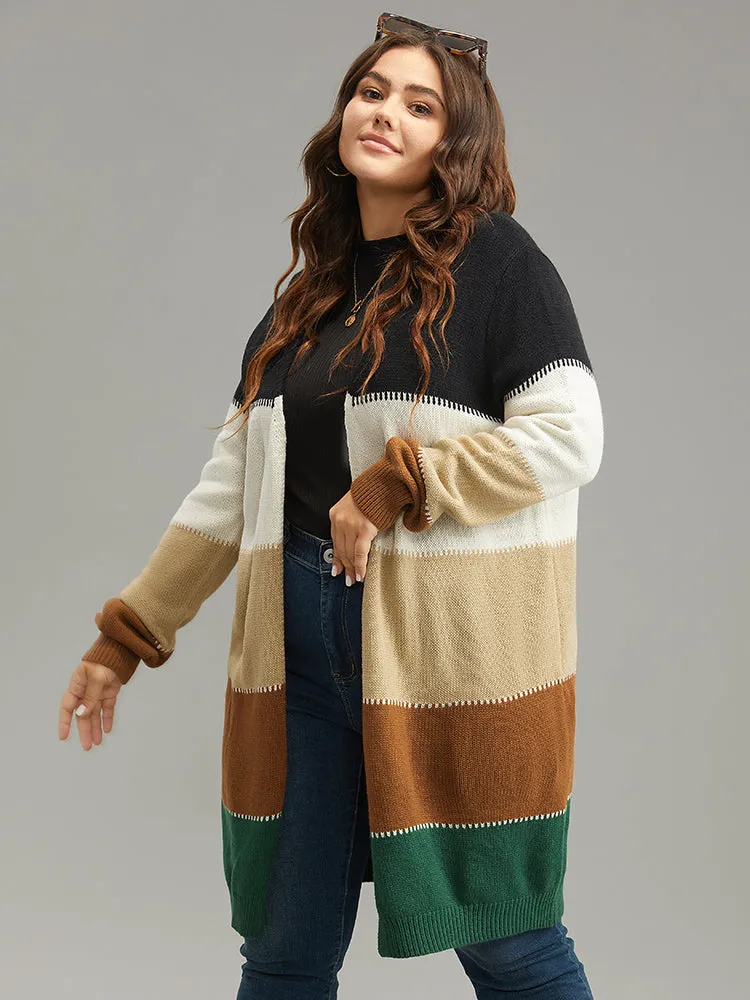 Colorblock Patchwork Elastic Cuffs Open Front Cardigan sold by Bloomchic product image thumbnail 4