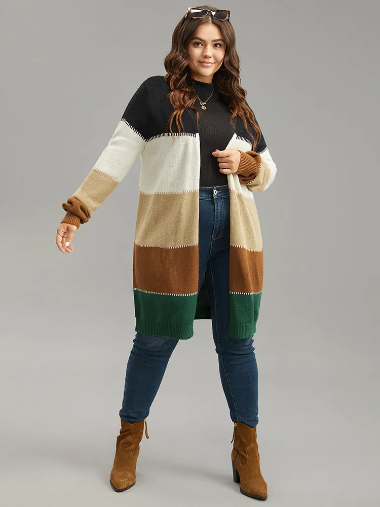Colorblock Patchwork Elastic Cuffs Open Front Cardigan sold by Bloomchic product image thumbnail 5