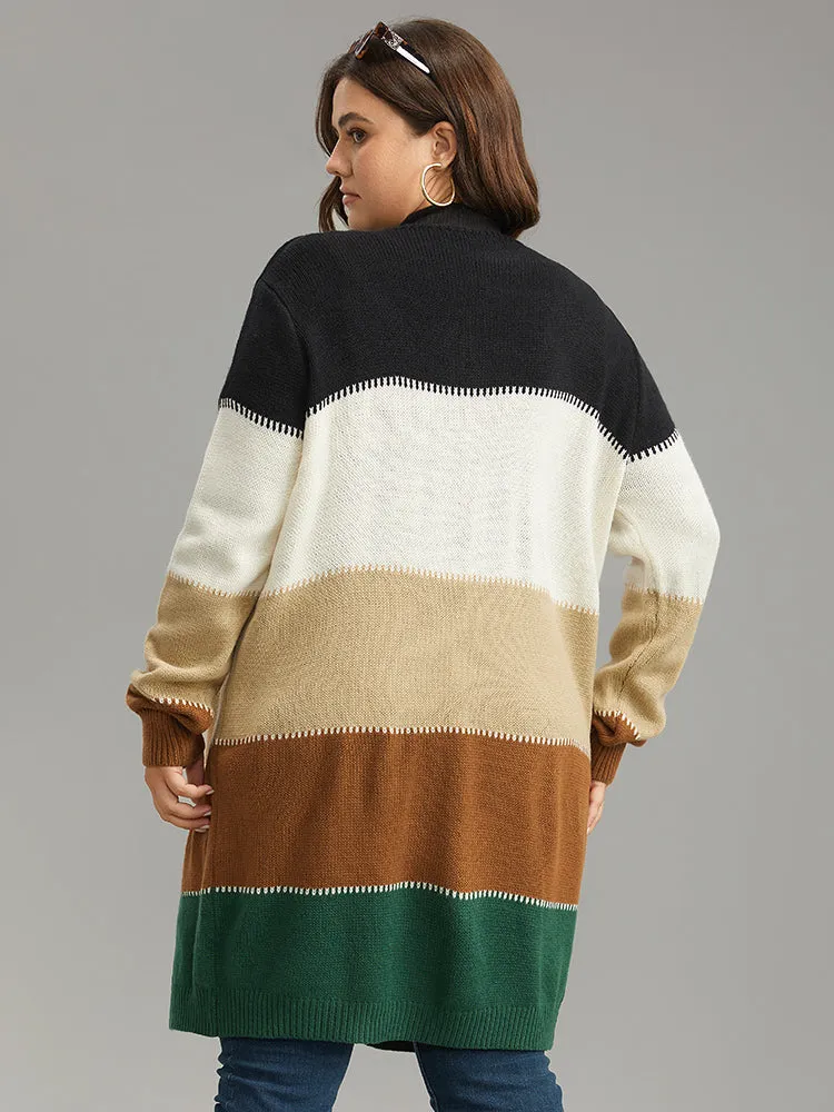 Colorblock Patchwork Elastic Cuffs Open Front Cardigan sold by Bloomchic product image thumbnail 2