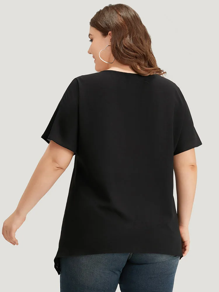 Plain Zipper Curved Hem Blouse sold by Bloomchic product image thumbnail 4