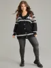 Geometric Contrast Button Through Cardigan sold by Bloomchic