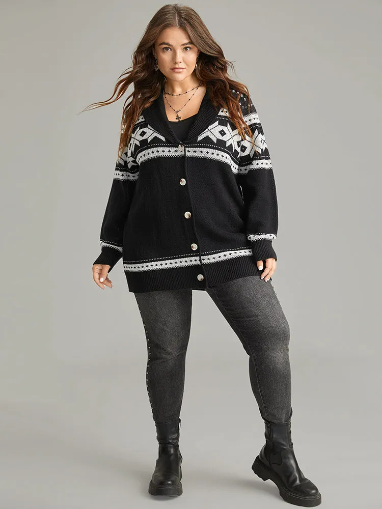 Geometric Contrast Button Through Cardigan sold by Bloomchic product image thumbnail 4