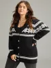Geometric Contrast Button Through Cardigan sold by Bloomchic
