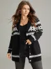 Geometric Contrast Button Through Cardigan sold by Bloomchic