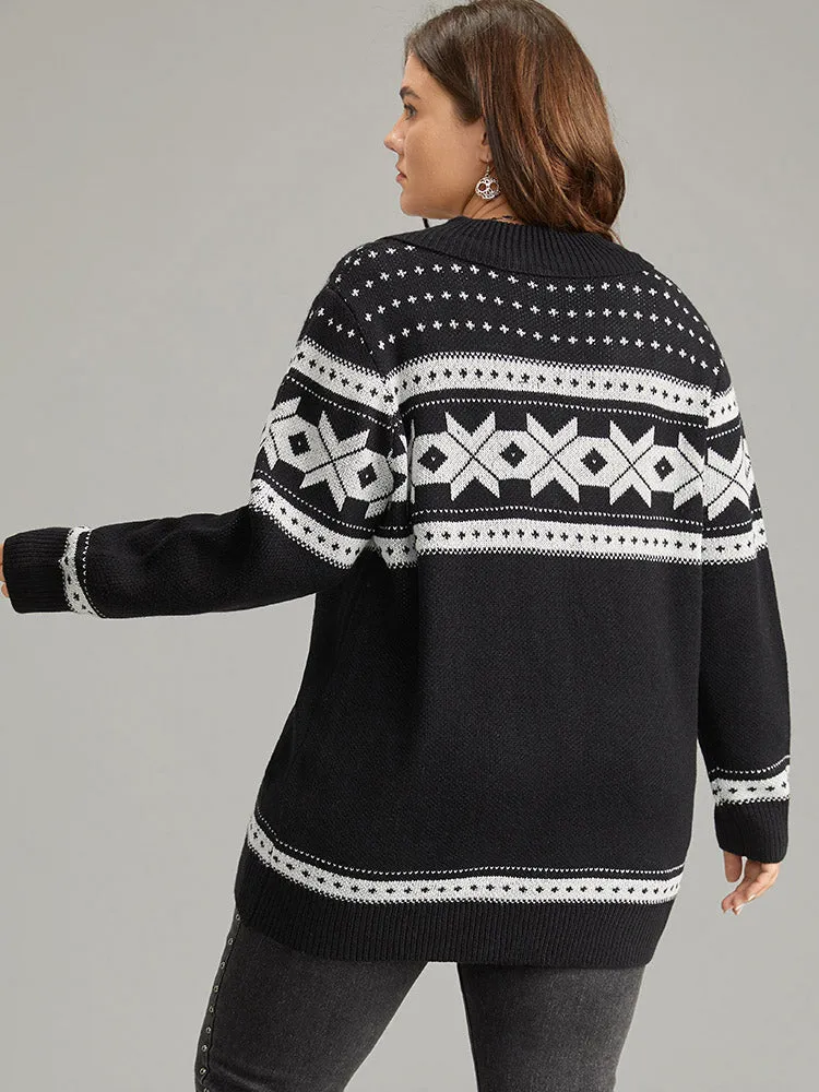 Geometric Contrast Button Through Cardigan sold by Bloomchic product image thumbnail 3