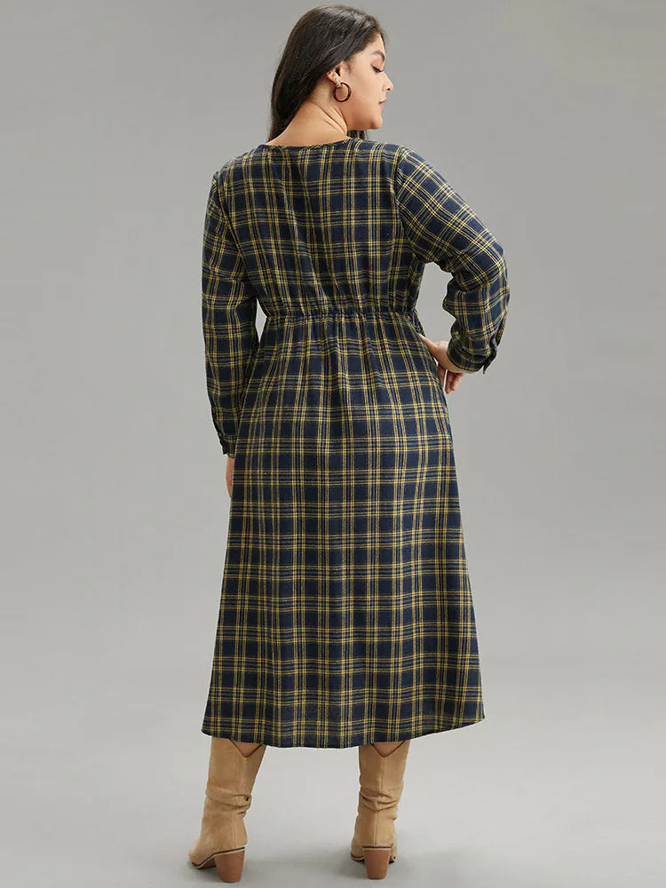 Plaid Elastic Waist Lace Up Ties Dress sold by Bloomchic product image thumbnail 3