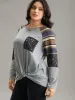 Paisley Striped Patchwork Twist Front T-shirt sold by Bloomchic