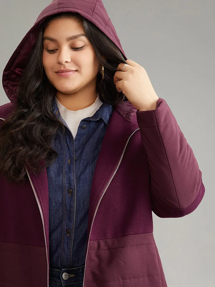 Plain Patchwork Zipper Padded Hooded Coat sold by Bloomchic product image thumbnail 5