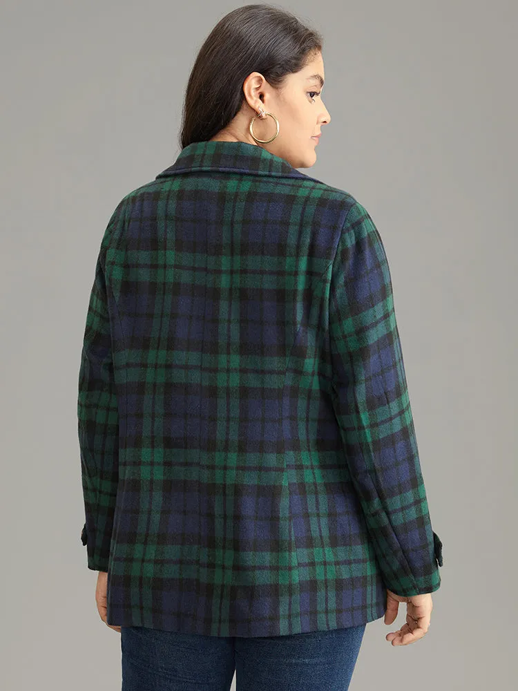 Patched Pocket Plaid Double Breasted Coat sold by Bloomchic product image thumbnail 4