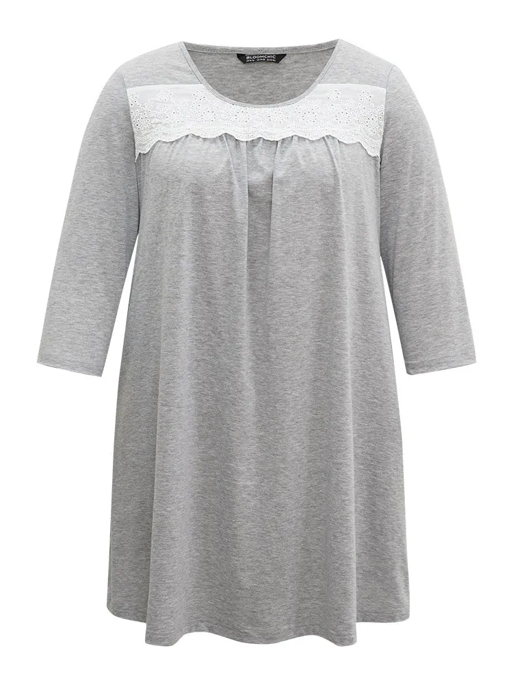 Guipure Lace Pocket Gathered Sleep Dress sold by Bloomchic product image thumbnail 5