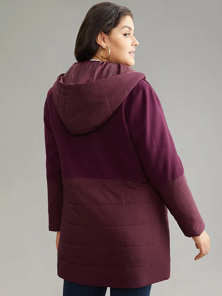 Plain Patchwork Zipper Padded Hooded Coat sold by Bloomchic product image thumbnail 3