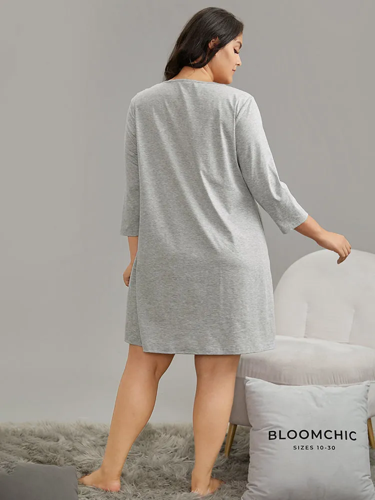 Guipure Lace Pocket Gathered Sleep Dress sold by Bloomchic product image thumbnail 2