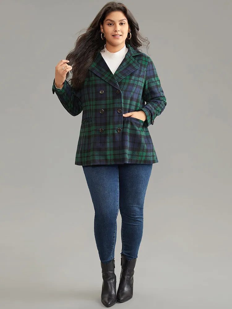 Patched Pocket Plaid Double Breasted Coat sold by Bloomchic product image thumbnail 2