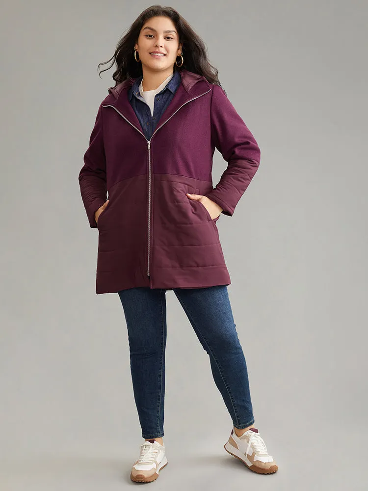 Plain Patchwork Zipper Padded Hooded Coat sold by Bloomchic product image thumbnail 4