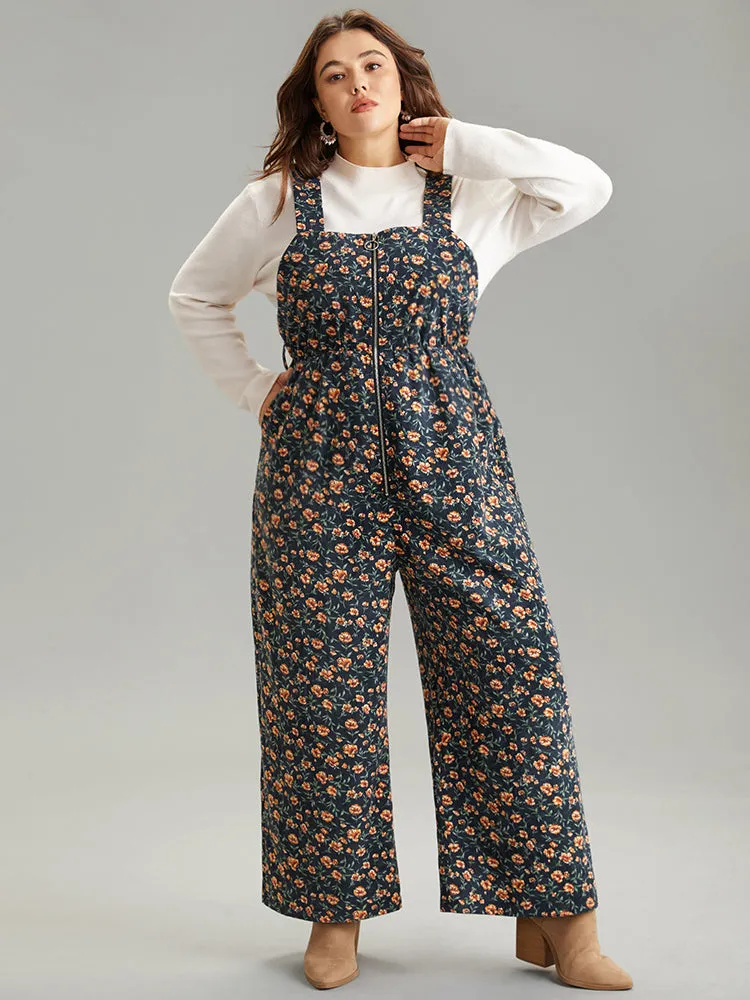 Ditsy Floral O Ring Zipper Corduroy Jumpsuit sold by Bloomchic product image thumbnail 2