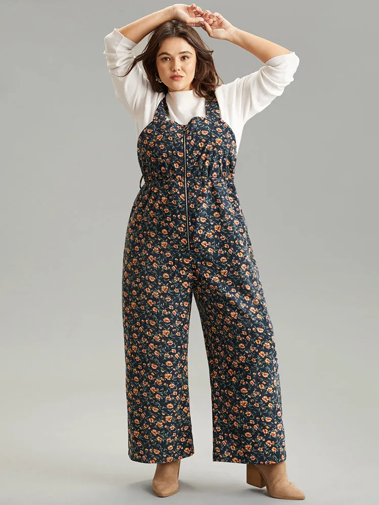 Ditsy Floral O Ring Zipper Corduroy Jumpsuit sold by Bloomchic product image thumbnail 3