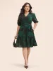 Plant Pocket Puff Sleeve Belt Ruffle Hem Button Up Dress sold by Bloomchic