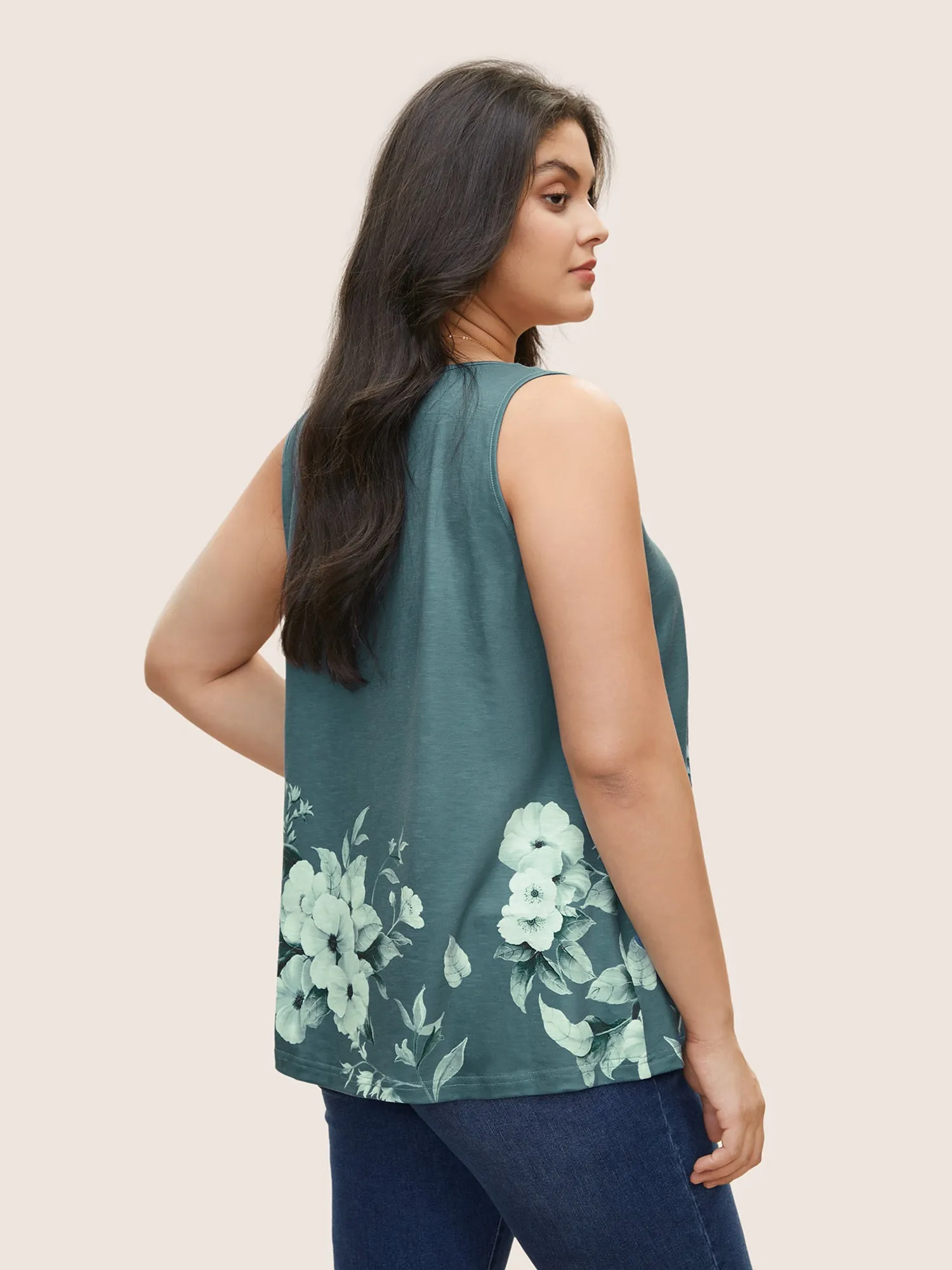 Boho Print Contrast Notched Tank Top sold by Bloomchic product image thumbnail 2