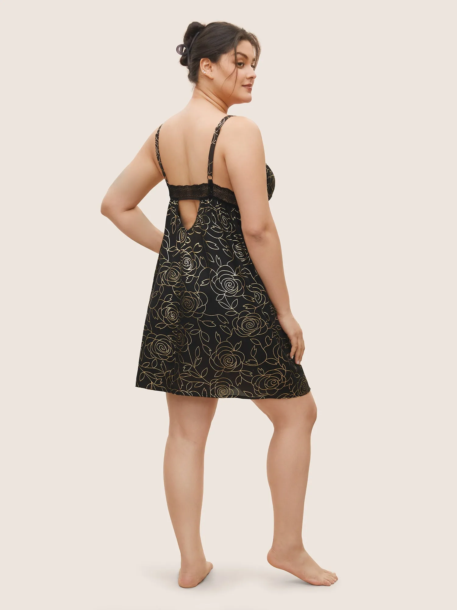 Floral Glitter Lace Patchwork Cut Out Sleep Dress sold by Bloomchic product image thumbnail 2