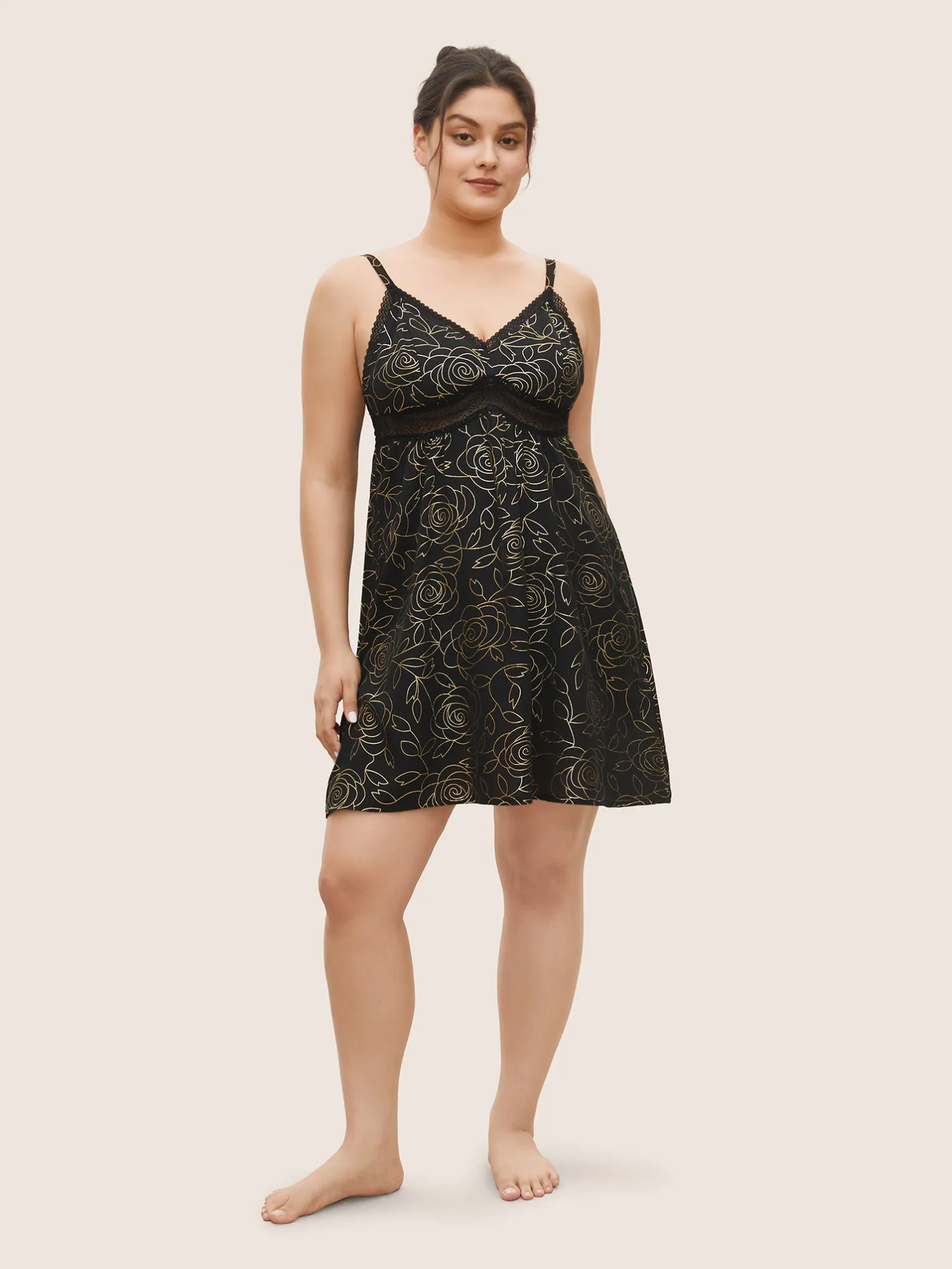 Floral Glitter Lace Patchwork Cut Out Sleep Dress sold by Bloomchic product image thumbnail 3