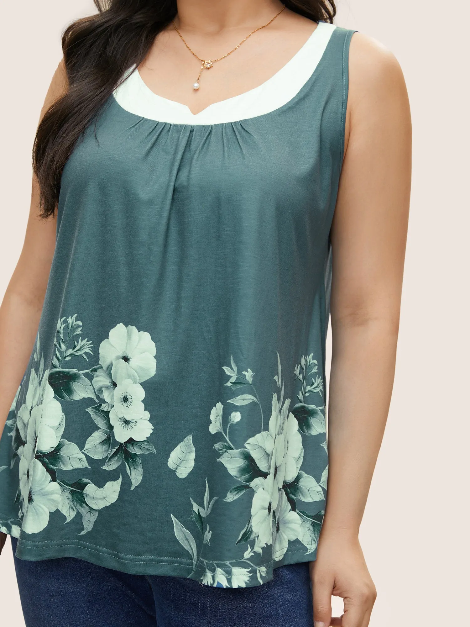 Boho Print Contrast Notched Tank Top sold by Bloomchic product image thumbnail 4