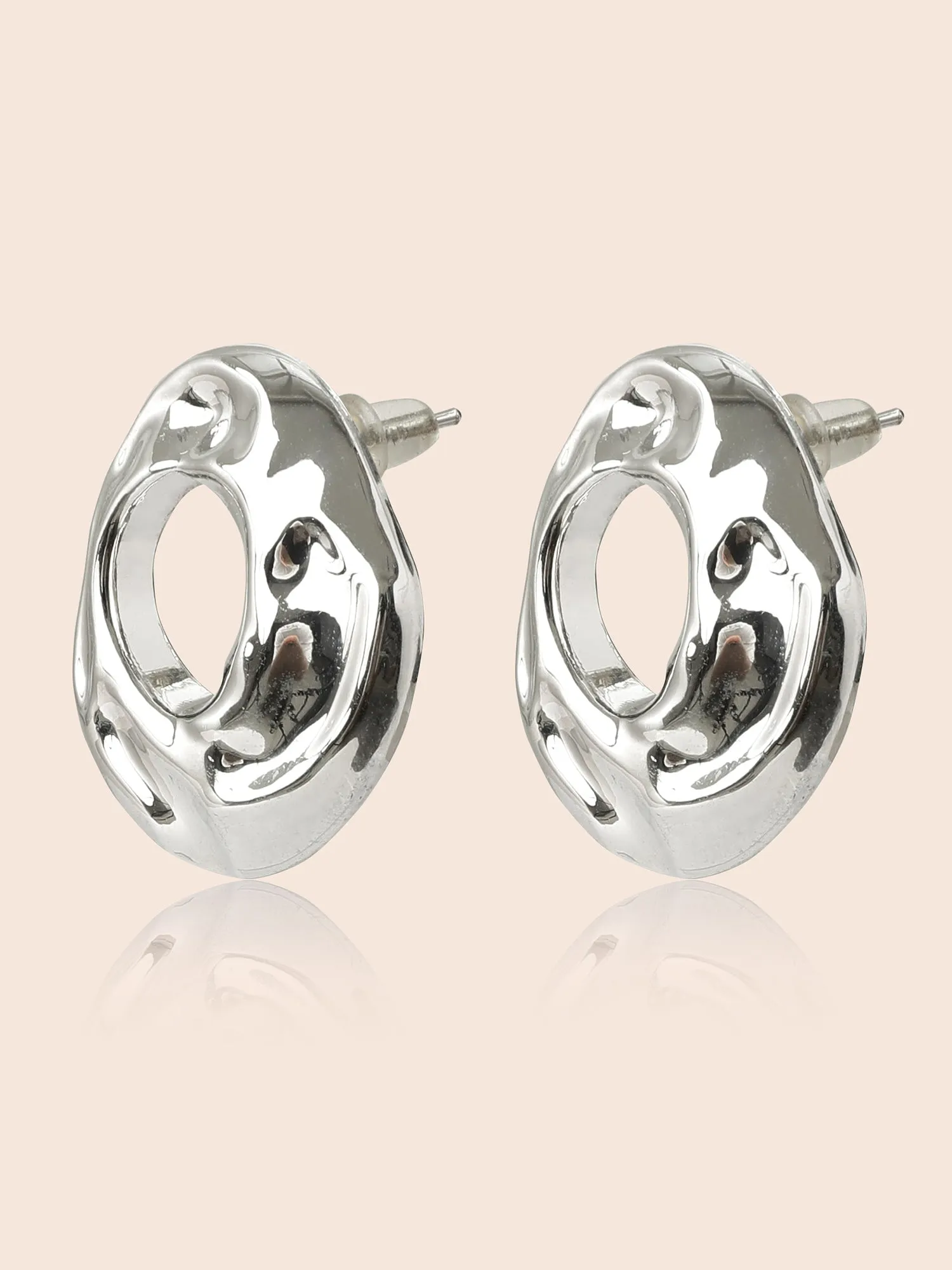 Metallic Textured Hoop Earrings sold by Bloomchic product image thumbnail 2