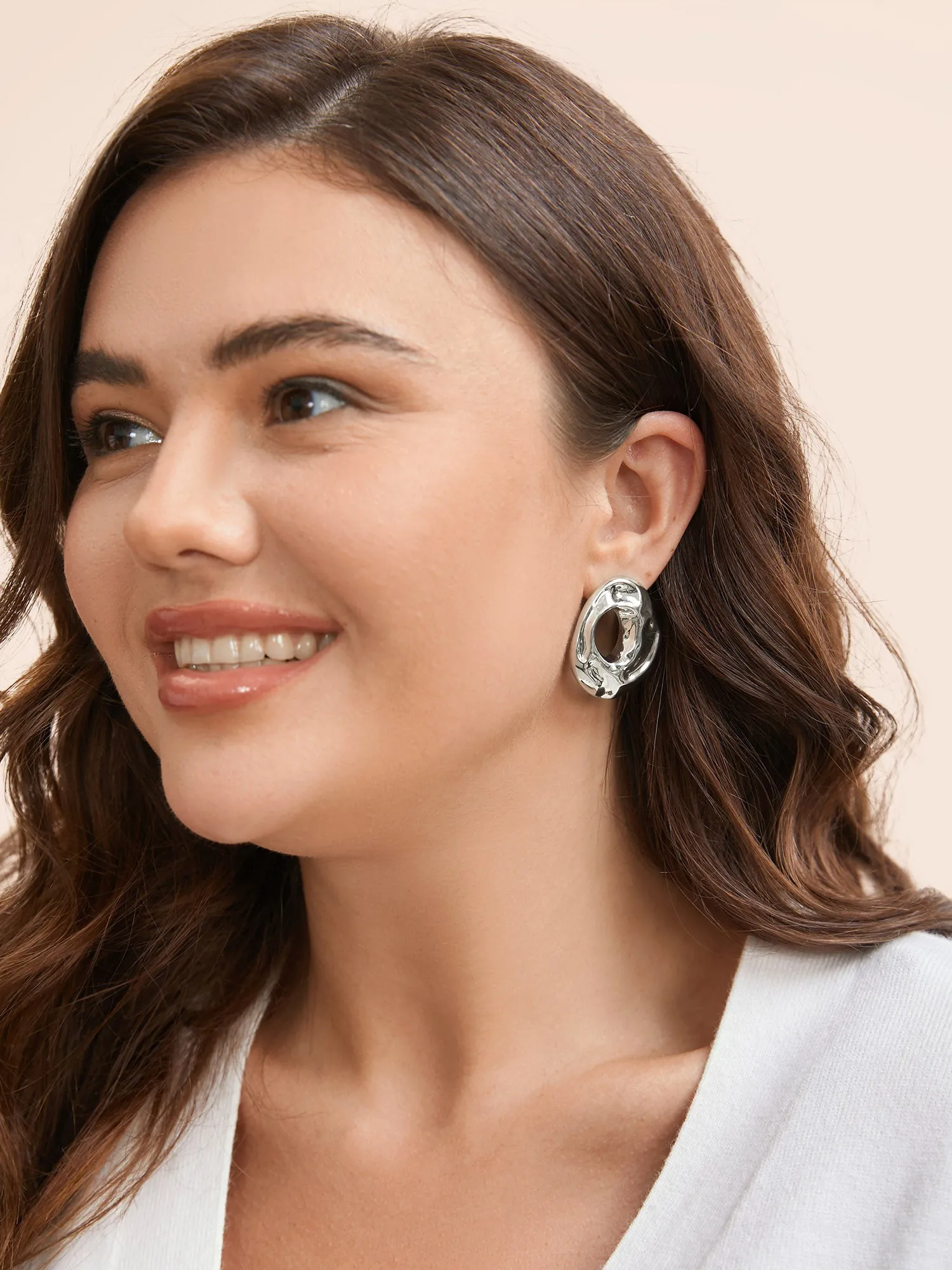 Metallic Textured Hoop Earrings sold by Bloomchic