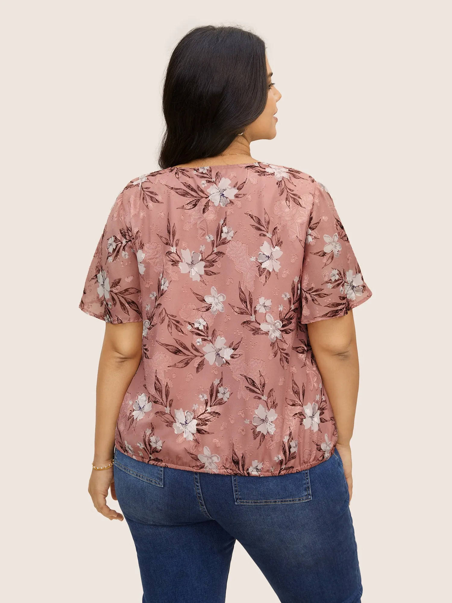 Chiffon Floral Overlap Collar Blouse sold by Bloomchic product image thumbnail 3