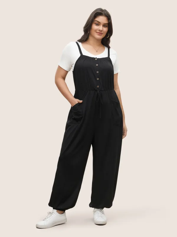 Plain Ties Patched Pocket Cami Jumpsuit made by Bloomchic