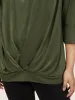 Solid Pleated V Neck Bell Sleeve T-shirt sold by Bloomchic