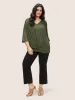Solid Pleated V Neck Bell Sleeve T-shirt sold by Bloomchic