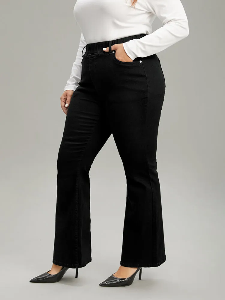 Black Wash Pocket Flare Leg Jeans sold by Bloomchic product image thumbnail 4