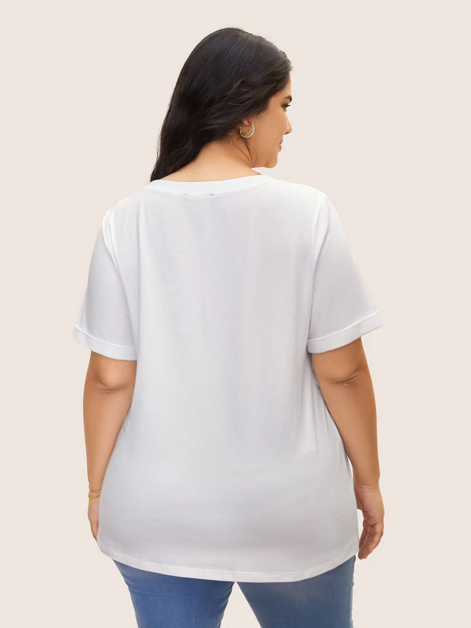 Cotton Natural Flowers Print Round Neck T-shirt sold by Bloomchic product image thumbnail 4