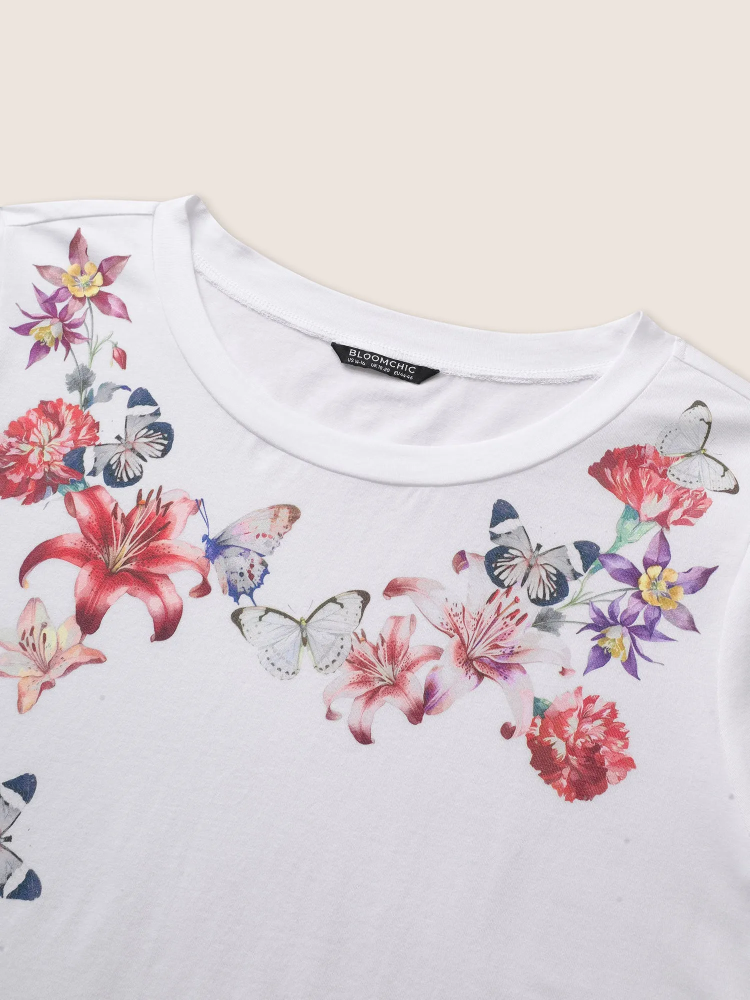 Cotton Natural Flowers Print Round Neck T-shirt sold by Bloomchic product image thumbnail 5