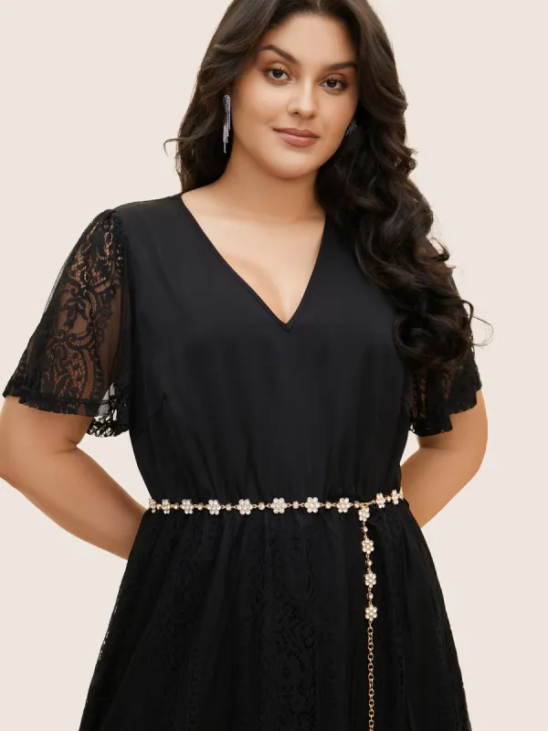 Floral Cubic Zirconia Chain Belt sold by Bloomchic