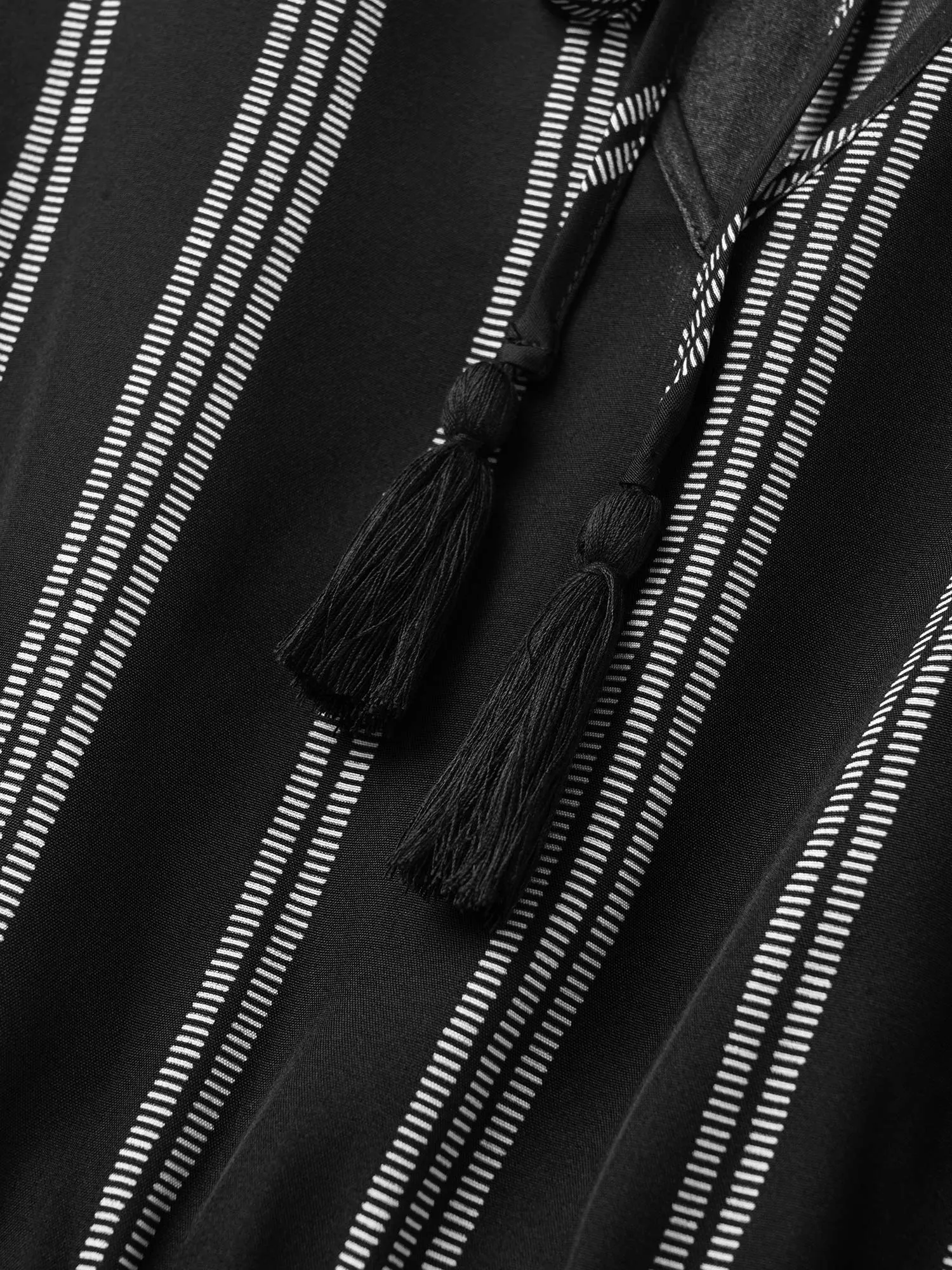 Striped Patchwork Tassels Ties Shirred Dress sold by Bloomchic product image thumbnail 5