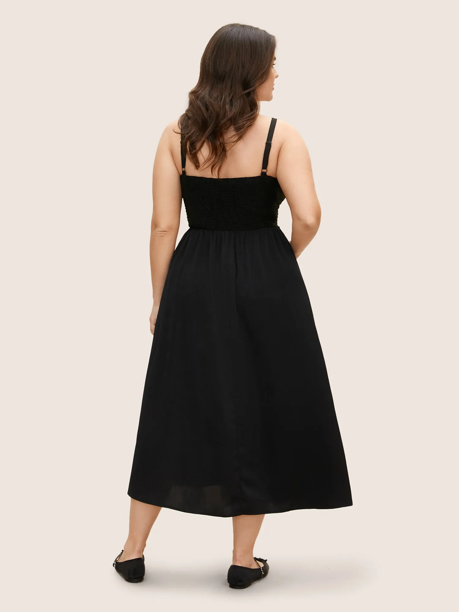 Crochet Lace Tie Knot Shirred Maxi Dress sold by Bloomchic product image thumbnail 3