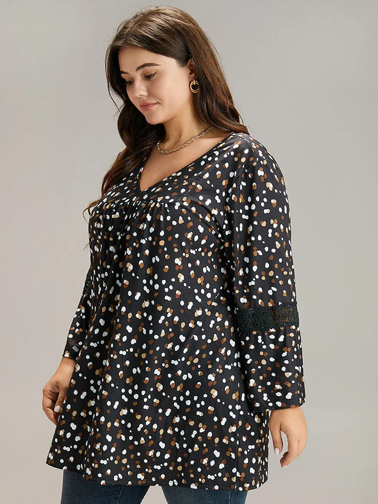 Allover Print Guipure Lace Plicated Detail T-shirt sold by Bloomchic product image thumbnail 4