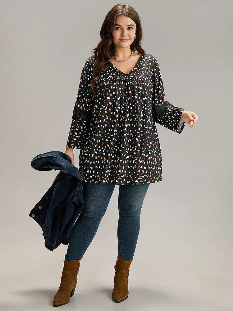 Allover Print Guipure Lace Plicated Detail T-shirt sold by Bloomchic product image thumbnail 5