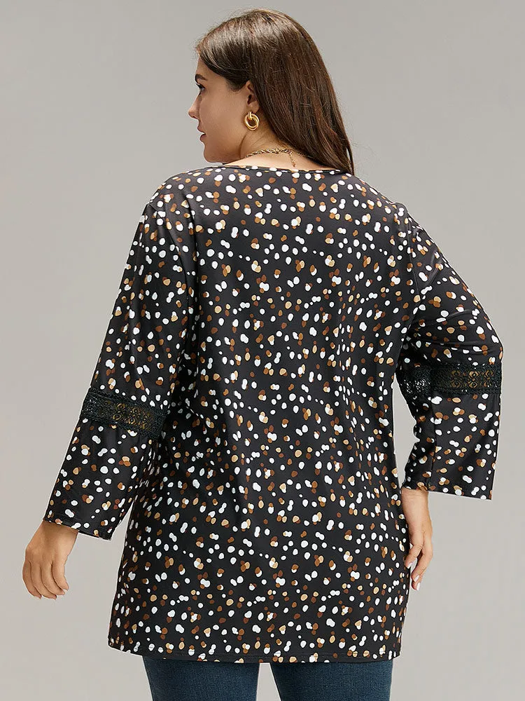 Allover Print Guipure Lace Plicated Detail T-shirt sold by Bloomchic product image thumbnail 2